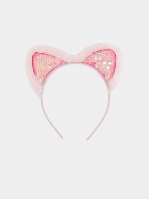 Girl's Pink Kitty Ears Alice Band