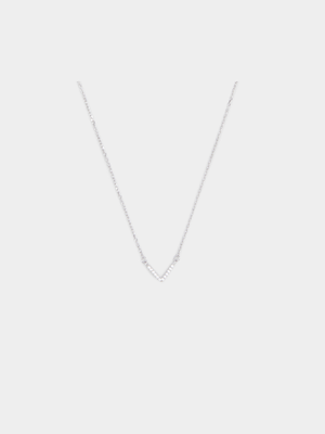 Sterling Silver CZ V- Pendant on Chain