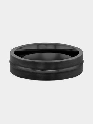 Zirconium Matt Centre Striped Ring