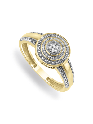 Yellow Gold Diamond & Created White Sapphire Women's Pretty Ring