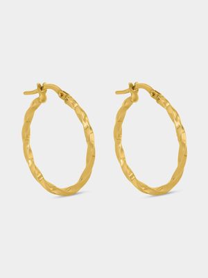 Yellow Gold Twisted Hoop Earrings