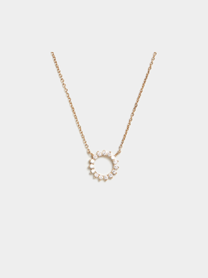18ct Gold Plated Dainty CZ Sun Pendant on Chain