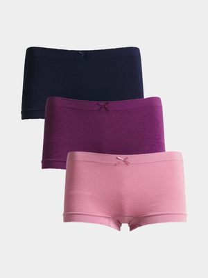 Jet Women's 3 Pack Seamless Berry Navy Blush Animal Underwear