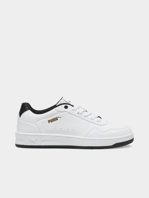 Womens Puma Court Classic White/Black.Gold Sneakers