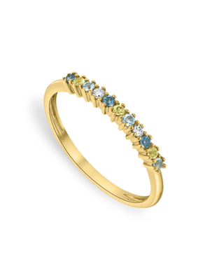 Yellow Gold Diamond Topaz & Peridot Seascape Women’s Ring