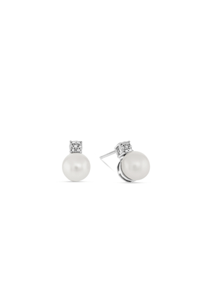 Cheté Sterling Silver Freshwater Pearl & Cubic Zirconia Stud Earrings