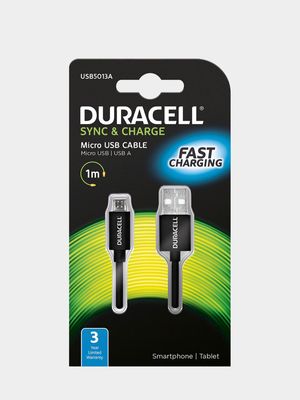 Duracell Micro USB Sync & Charge Cable Black