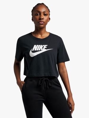 Nike Women's NSW Essential Crop Icon Futura T-Shirt Black