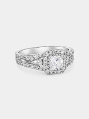 Cheté Sterling Silver Cubic Zirconia Princess Halo Ring