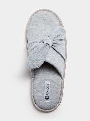 Women's Grey Bow Slippers