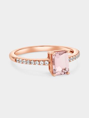 Rose Gold Diamond & Pink Morganite Emerald-Cut Ring