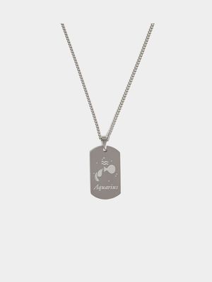 Stainless Steel Aquarius Dogtag Pendant on Chain