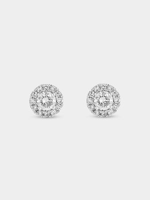 White Gold 0.5ct Lab Grown Diamond Round Halo Stud Earrings
