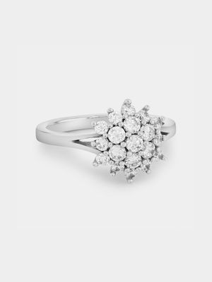 Sterling Silver Cubic Zirconia Flower Cluster Ring