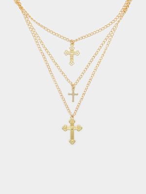 Women's Gold Multi Cross Necklace
