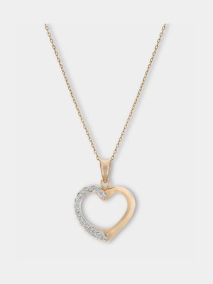 Two Tone Gold Open Heart Pendant on a chain