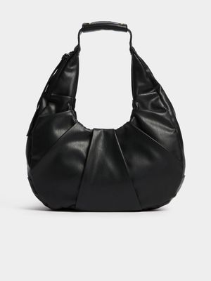 Women's Black Ruched Shoulder Bag