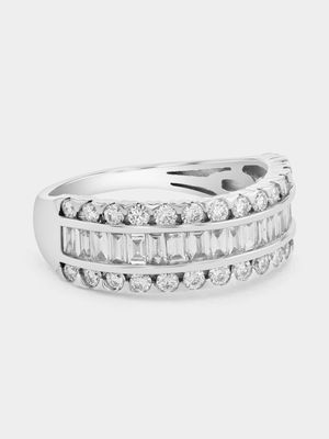 White Gold 1ct Lab Grown Diamond Brilliant Baguette Ring