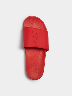 Sneaker Factory Embossed Red Pool Slides