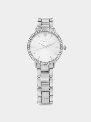 Minx Silver Plated Heart Dial Bracelet Watch