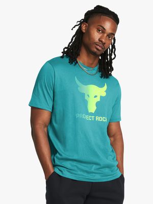 Mens Under Armour Project Rock Payoff Teal Tee