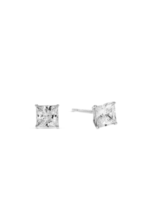 Sterling Silver Cubic Zirconia Square Stud Earrings