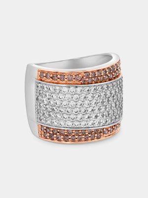 Cheté Rose Plated Sterling Silver Champagne Cubic Zirconia Pavé Ring
