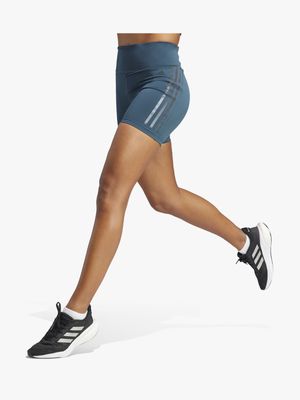 Womens adidas Daily Run 3-Stripe 5 Inch Teal Shorts
