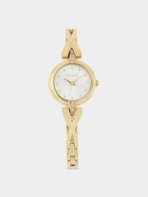 Tempo Ladies Gold Toned Bangle Watch