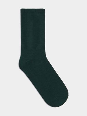 Men's Dark Green Basic Ribbed Socks