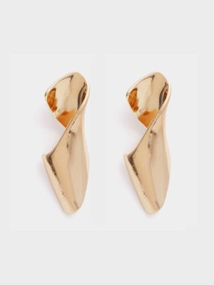 Women's Gold Melted Twisted Drop Earrings