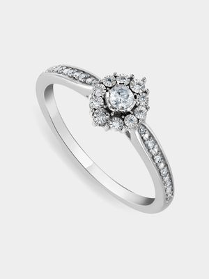 White Gold 0.16ct Diamond Nouveau Halo Ring