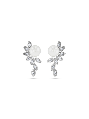 Sterling Silver Freshwater Pearl Multi Petal Women’s Stud Earrings