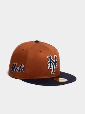 New Era Unisex 59Fifty New York Mets Fitted Brown/Navy Cap