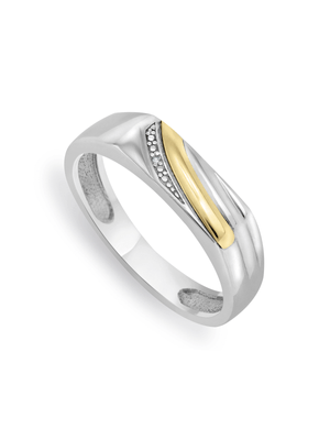 5ct Yellow Gold & Sterling Silver Men's Diamond Dress Ring