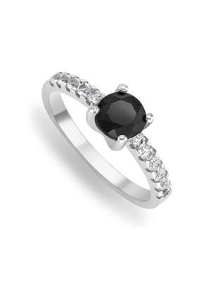 Sterling Silver Black Cubic Zirconia Women’s Solitaire Ring