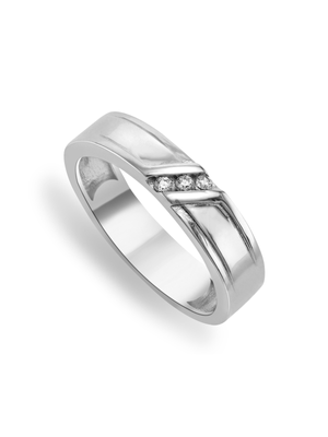 Sterling Silver & Cubic Zirconia Diagonal Wedding Ring