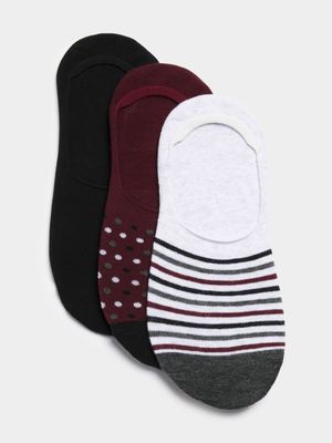 Jet Men's 3 Pack Burg Spot Stripe Secret Socks