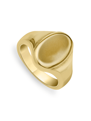 Stainless Steel Gold Plated Oval Men's Signet Ring