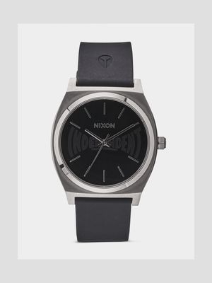Nixon Men's Independent Time Teller Gunmetal Plated Silicone Watch
