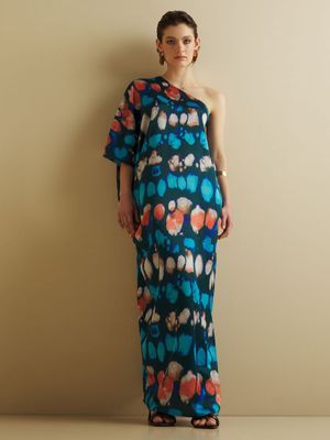 Women's Iconography One Shoulder Maxi Kaftan Dress