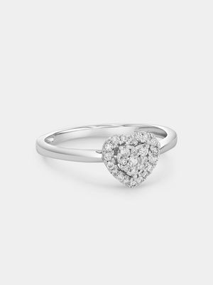Sterling Silver Lab Grown Diamond Women’s Heart Halo Ring
