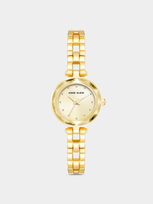 Anne Klein Gold Plated Embellished Bracelet Watch
