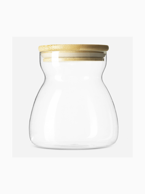 glass belly canister with bamboo lid 600ml