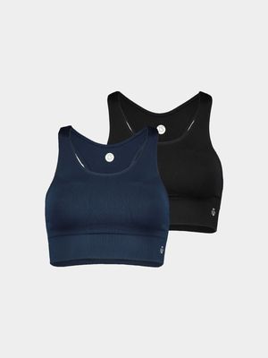 TS 2-pack Seamless Low Impact Black & Navy Crops