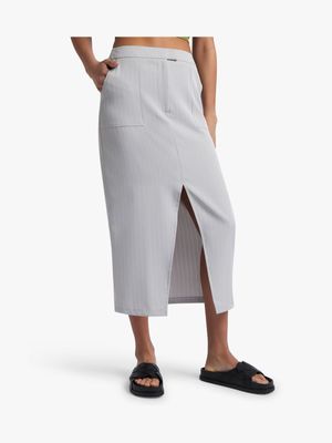 Women's Grey Pinstripe Midaxi Skirt