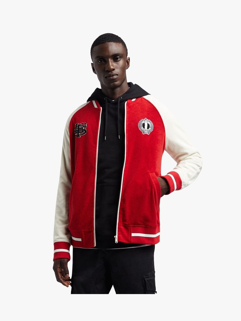 Towelling Varsity Bomber Jacket - Bash.com