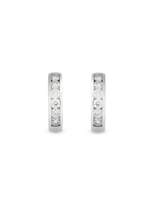 18ct White Gold 1ct  Diamond Channel-Set Diamond Hoop Earrings