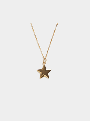 18ct Gold Plated Domed Star Pendant on Chain