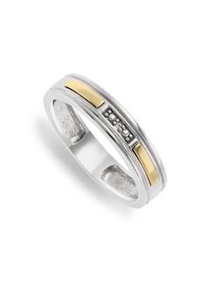 5ct Yellow Gold & Sterling Silver Centre Diamond Men's Wedding Ring